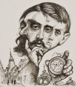 Trois photographies de Marcel Proust fondues en un triptyque qui représente les métamorphoses du "moi" au travers du temps.